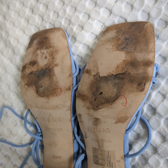 Alohas Paloma Suede Sandals Gladiator Sz 10 US 40 EU Cornflower Blue - Picture 9 of 11